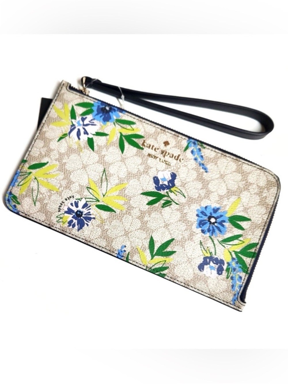 NWT Kate Spade Lucy Spade Flower Floral Medium L-Zip
Wristlet - Picture 5 of 13